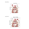 Pink Christmas snowman window sticker dimensions and layout size on white background - ZA148/Snowman with Pink Top Hat & Roses