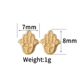 Gold Hamsa Hand stud earrings in stainless steel featuring protective eye detail - Gold Hamsa Hand