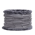 Close-up of gray knitted neck gaiter with soft fleece lining and thick square texture - Neck Warmer / Gray