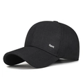 Casquette de baseball en sergé noir avec badge métallique Sport argenté pour hommes - Noir