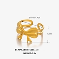 Minimalist 18K gold plated stainless steel bow ring with matte finish for women - Gold