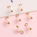 DIY jewelry 4mm creamy white faceted glass beads with gold connectors for bracelets - White Bicone Bead