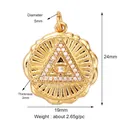 Gold-plated copper evil eye charm pendant with white zircon and triangle symbol - Gold All-seeing Eye Style (M184302K2)