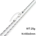 Haltbare silberne Edelstahl-Kordelkette für Damen und Herren, 450mm x 5mm Größe - Seilkette (KN298253-GC)