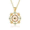 Golden Evil Eye necklace with colorful zircon stones on white background - D715-Multicolor Star Disc