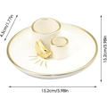 White ceramic Palo Santo holder set with gold rim showing 15.2cm diameter tray size - White Crescent Tray