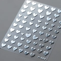 3D silver heart nail art stickers with embossed metallic finish on sheet H-007 - 3D Embossed Solid Heart - Bright Silver (M-007-Silver)