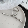 Silver metallic large shark hair claw clip with minimalist crossed line design - 25# Silver Cross Style