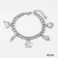 Zilveren roestvrijstalen armband met zeepaardje, zeester en dolfijn bedeltjes - Zilveren Oceaan Element Armband (PB749)