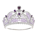 Baroque bridal crown with purple zircons and silver leaves on a white background - Silver + Purple Zircon