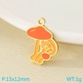 Orange and yellow enamel mushroom pendant in stainless steel, size 15x12mm, weight 1g - Style 13-Orange Yellow Metal Enamel Mushroom Style (KLJ9593-ZLA)