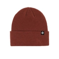 Caramel rust rib-knit beanie hat featuring a square logo patch for winter warmth - Single Hat - Caramel