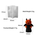 Detail view of pumpkin demon silicone mold with dimensions and weight specifications - Evil Pumpkin Ghost