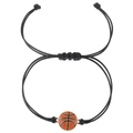 Adjustable black braided rope bracelet featuring a polished basketball charm for sports fans - KC Gold Basketball Style (5935)