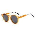 Gafas de sol redondas retro con montura ámbar y patillas metálicas empalmadas - Montura Naranja Lente Negra