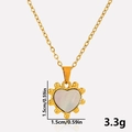Detail of 1.5cm gold heart pendant with iridescent purple shell inlay and dimensions - Gold-White Shell-Necklace (S2004-G-W-N22)