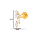 Gold F136 titanium stud with marquise crystals in a star cluster, 9mm size - Style 5 (T2505-5#) / Gold