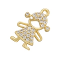 Goldener Mädchen-Anhänger mit Zirkonia-Mikroeinlage für DIY-Halsketten und Ohrringe - Goldklarer Zirkon Mädchen