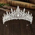 Close-up of bridal crown featuring silver alloy base with intricate crystal detailing - Silver