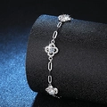 Pulsera de trébol de cuatro hojas en plata S925 con moissanita de color D de 60 puntos - Plata 925 / Piedra de Alto Carbono de 3,5 mm