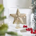 Sparkling gold Christmas tree topper star with glitter and spring base, 15x18cm size - Small/Champagne