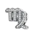S925 sterling silver Virgo zodiac charm bead with shimmering pavé cubic zirconia - Virgo
