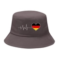 Grey bucket hat with Germany flag heart and heartbeat line design for sun protection - M / 2# Heartbeat German Flag - Gray