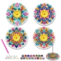 Set di sottobicchieri Diamond Painting Mandala con quattro motivi floreali colorati e kit - Grappoli di Fiori - Set da 4 pezzi