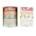 Vintage floral washi tape set with five rolls in morandi pink and yellow tones - Spring Flower Romantic 4