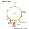 Detail of gold-plated stainless steel double-layer chain bracelet with zircon ladybug charm - Red and White Ladybug Style (E189) / Gold