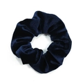 Chouchou en velours bleu marine avec texture côtelée et design élastique pour cheveux - Bleu marine