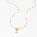 Elegant gold stainless steel heart necklace with round cubic zirconia pendant - Heart Single Zirconia Style (KD1710) / Gold