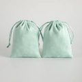 Mint green flannel jewelry pouch with drawstring closure for gift packaging and storage - Light Green