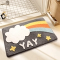 Rainbow and cloud pattern non-slip bathroom mat with absorbent soft flocking fabric - 40*60cm / Rainbow Cloud