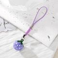 Pendentif cloche fruit violet à pois avec cordon tissé main pour sacs et téléphones - Violet Petite Fraise