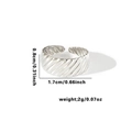 Silver twist titanium steel ring with fishtail texture and size measurement details - TYR0484 / Silver Horn Spiral