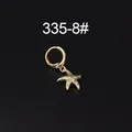 Gold plated starfish hoop earring with light blue zircons and textured starfish charm - Starfish Style (HSPJ335-8#)
