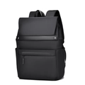 Modern black men's travel backpack with large capacity and waterproof matte fabric finish - Black