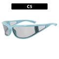 Y2K Sport-Sonnenbrille mit hellblauem Rahmen und grauen Gläsern, Farbcode C5 - Blauer Rahmen Graue Linsen