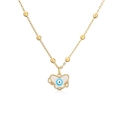 Collana placcata oro 18 carati con ciondolo a farfalla e smalto blu a forma di occhio - Stile Farfalla Occhio del Diavolo Blu (22638)