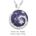 Détail du pendentif ciel étoilé avec lune et étoiles, 20x28mm et chaîne de 45+5cm - Ciel étoilé