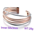 Multi-layer C-shaped steel wire cuff bracelet in silver and rose gold finish - Silver & Rose Gold (KB86950)