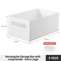 Extra large white plastic organizer box with handles and 35x21x15.2cm dimensions - Long Hole Rectangular Box - Extra Large (4826) / 15.2x21x35cm