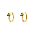 Elegant gold S925 silver clover earrings with green emerald gems and white diamonds - Gold (Style E)