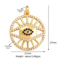 Golden Evil Eye wheel pendant with blue crystal and white cubic zirconia details - Radiant Eye Shape / Dark Green