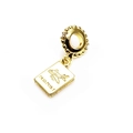 Golden passport charm for charm bracelets featuring an airplane engraving and passport text - Gold PASSPORT Charm