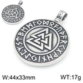 Colgante Vikingo Valknut de plata con grabado rúnico, diseño estrella de suerte 44x33mm - Estilo de Runa Valknut (KP116386-MZOZ)