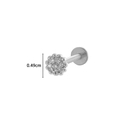 Silver stainless steel labret stud with a 4.9mm clear gemstone flower top and flat back - Flower Design (1#) / Silver