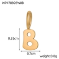 Detailed view of golden letter B pendant with 0.85cm height and 0.7cm width dimensions - Letter-B / Gold