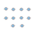 Macro detail of blue enamel devil eye charms with rhinestones for jewelry making - 8# Silver Star Eye Connector